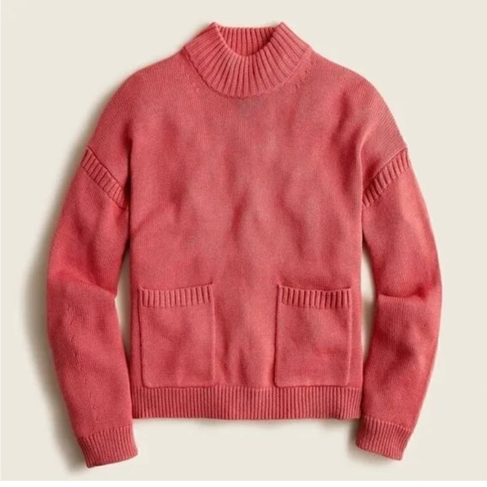 J. Crew Size S Cotton Cashmere Patch Pocket Mockneck Sweater